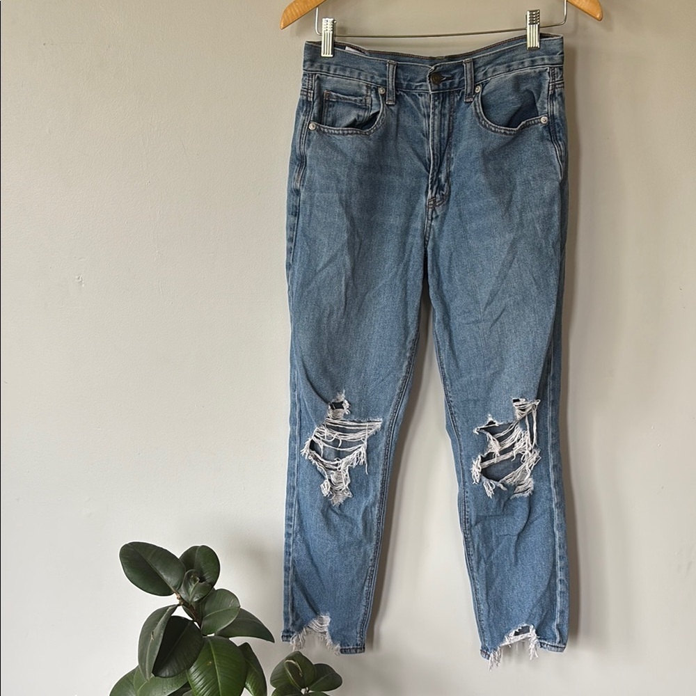 American Eagle Distressed High Rise Jeans Women’s Size 6 Nautical Vintage Denim